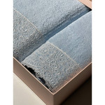 Подарочный набор полотенец для ванной 2 пр. Tivolyo Home PEROLA хлопковая махра голубой, фото, фотография