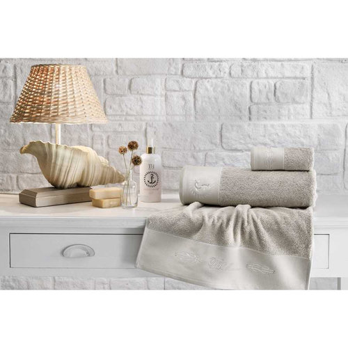 Подарочный набор полотенец-салфеток 30х50(3) Tivolyo Home ANCHOR хлопковая махра бежевый, фото, фотография