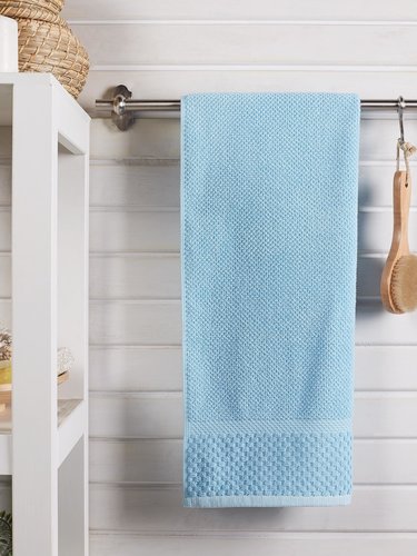 Полотенце для ванной DO&CO SEVAKIN хлопковая махра голубой 50х90, фото, фотография