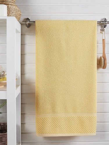 Полотенце для ванной DO&CO SEVAKIN хлопковая махра жёлтый 50х90, фото, фотография