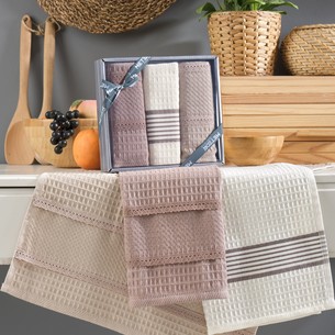 Подарочный набор полотенец для кухни 40х60(3) Meteor ARNICA хлопковая вафля бежевый