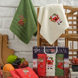 Подарочный набор полотенец для кухни 30х50(3) Meteor TREE хлопковая махра V4