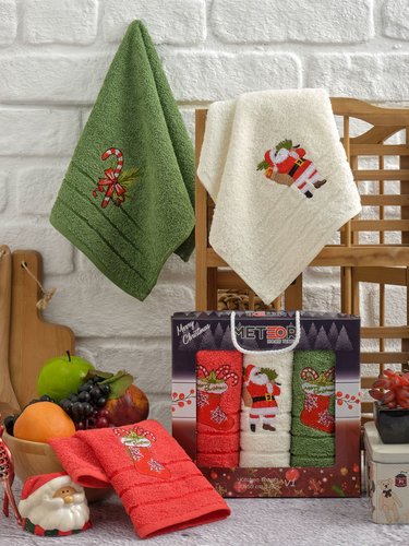 Подарочный набор полотенец для кухни 30х50(3) Meteor TREE хлопковая махра V4, фото, фотография