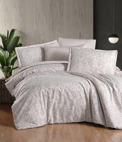 Постельное белье DO&CO ELLAN хлопковый сатин делюкс бежевый евро, фото, фотография