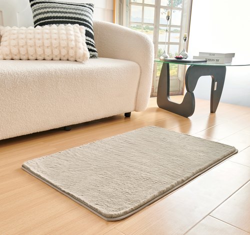 Набор ковриков для ванной Sofi De Marko PELLICIA искусственный мех бежевый 50х70, 60х100, фото, фотография