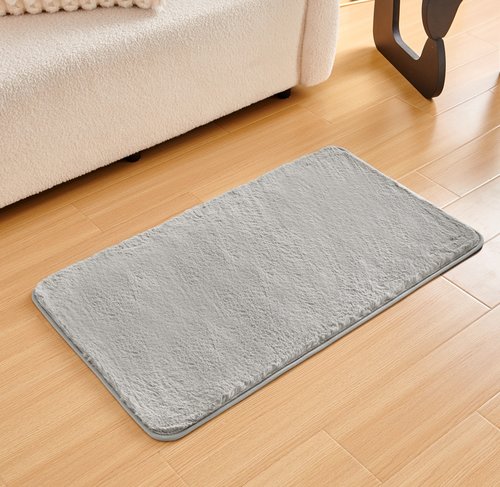 Набор ковриков для ванной Sofi De Marko PELLICIA искусственный мех серый 50х70, 60х100, фото, фотография