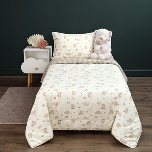 Детское постельное белье без пододеяльника с одеялом Sofi De Marko МИШУТКИ хлопковый сатин 1,5 спальный