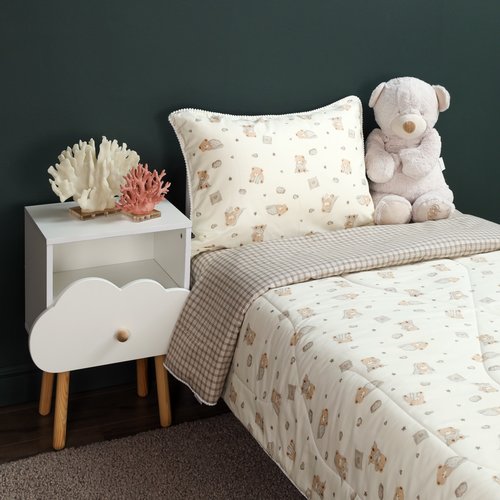 Детское постельное белье без пододеяльника с одеялом Sofi De Marko МИШУТКИ хлопковый сатин 1,5 спальный, фото, фотография