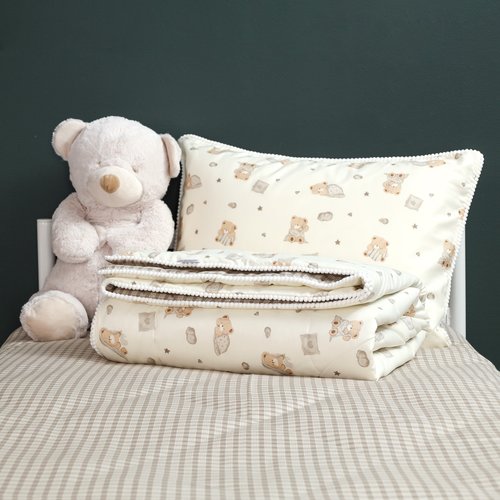 Детское постельное белье без пододеяльника с одеялом Sofi De Marko МИШУТКИ хлопковый сатин 1,5 спальный, фото, фотография