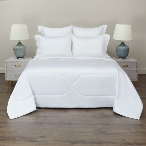 Постельное белье без пододеяльника с одеялом Sofi De Marko PREMIUM MAKO хлопковый сатин белый евро, фото, фотография