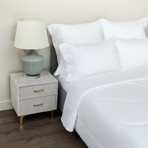 Постельное белье без пододеяльника с одеялом Sofi De Marko PREMIUM MAKO хлопковый сатин белый евро, фото, фотография