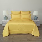 Постельное белье без пододеяльника с одеялом Sofi De Marko PREMIUM MAKO хлопковый сатин горчичный евро, фото, фотография