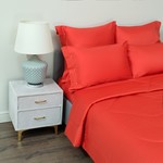 Постельное белье без пододеяльника с одеялом Sofi De Marko PREMIUM MAKO хлопковый сатин красный евро, фото, фотография