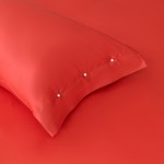 Постельное белье без пододеяльника с одеялом Sofi De Marko PREMIUM MAKO хлопковый сатин красный евро, фото, фотография
