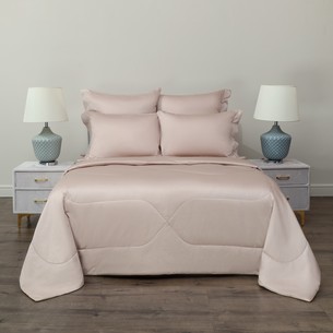 Постельное белье без пододеяльника с одеялом Sofi De Marko PREMIUM MAKO хлопковый сатин кремовый евро