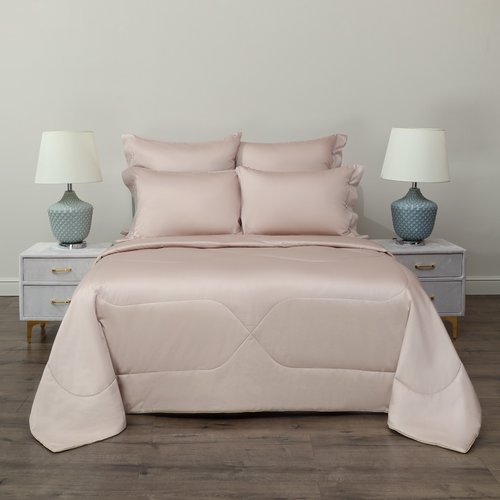 Постельное белье без пододеяльника с одеялом Sofi De Marko PREMIUM MAKO хлопковый сатин кремовый евро, фото, фотография