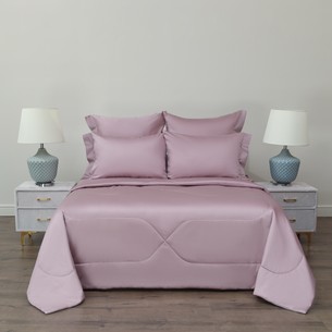 Постельное белье без пододеяльника с одеялом Sofi De Marko PREMIUM MAKO хлопковый сатин лиловый евро