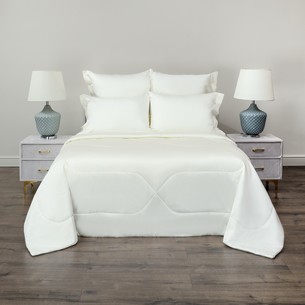 Постельное белье без пододеяльника с одеялом Sofi De Marko PREMIUM MAKO хлопковый сатин молочный евро