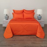 Постельное белье без пододеяльника с одеялом Sofi De Marko PREMIUM MAKO хлопковый сатин оранжевый евро, фото, фотография