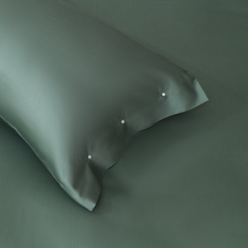 Постельное белье без пододеяльника с одеялом Sofi De Marko PREMIUM MAKO хлопковый сатин темно-зеленый евро, фото, фотография