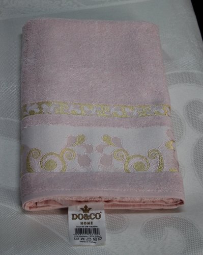 Полотенце для ванной DO&CO HANNA хлопковая махра пудра 50х90, фото, фотография