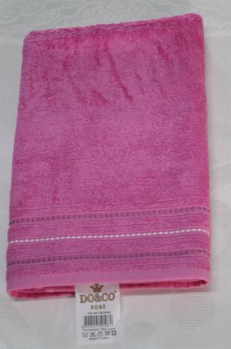 Полотенце для ванной DO&CO HANNA хлопковая махра тёмно-розовый 50х90, фото, фотография