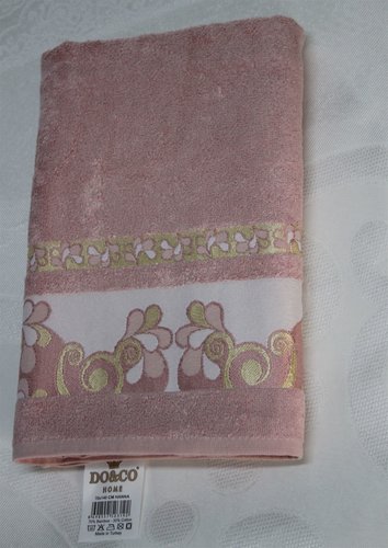 Полотенце для ванной DO&CO HANNA хлопковая махра брусничный 50х90, фото, фотография