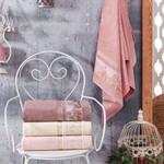 Полотенце для ванной DO&CO HANNA хлопковая махра брусничный 50х90, фото, фотография