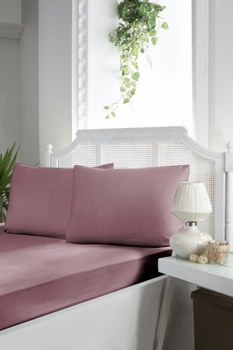 Набор наволочек 2 шт. Tivolyo Home ПВХ хлопковый сатин делюкс тёмно-розовый 50х70, фото, фотография