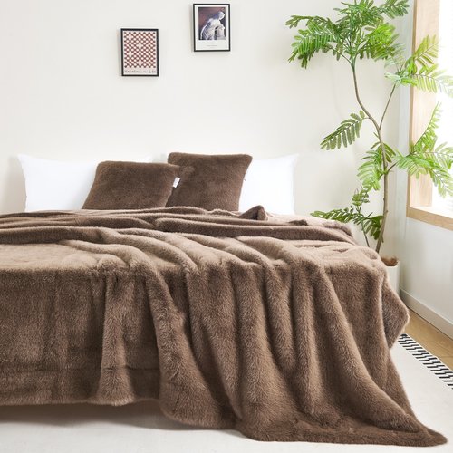 Плед-покрывало Sofi De Marko ФИЛИЦИЯ искусственный мех кофейный 160х220, фото, фотография