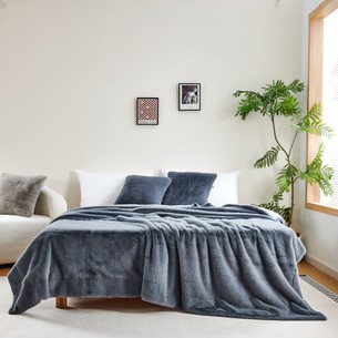 Плед-покрывало Sofi De Marko ФИЛИЦИЯ искусственный мех серо-голубой 160х220