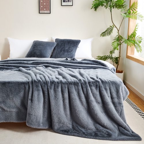 Плед-покрывало Sofi De Marko ФИЛИЦИЯ искусственный мех серо-голубой 160х220, фото, фотография