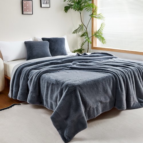 Плед-покрывало Sofi De Marko ФИЛИЦИЯ искусственный мех серо-голубой 160х220, фото, фотография