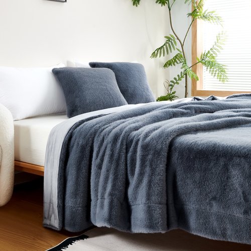 Плед-покрывало Sofi De Marko ФИЛИЦИЯ искусственный мех серо-голубой 160х220, фото, фотография