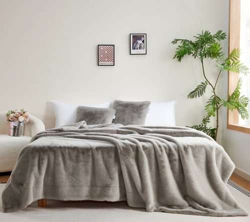 Плед-покрывало Sofi De Marko ФИЛИЦИЯ искусственный мех серый 220х240, фото, фотография