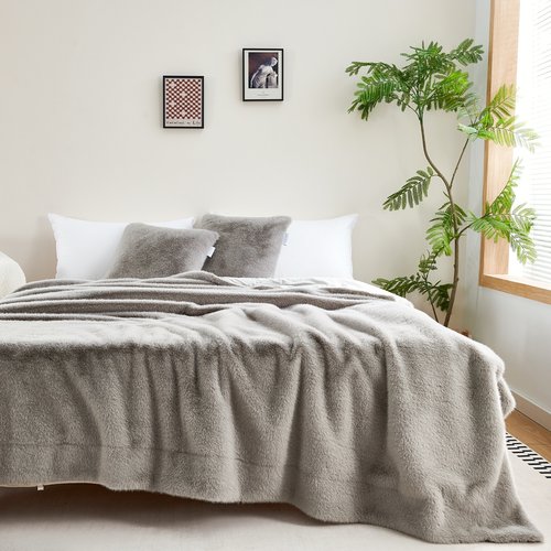 Плед-покрывало Sofi De Marko ФИЛИЦИЯ искусственный мех серый 220х240, фото, фотография