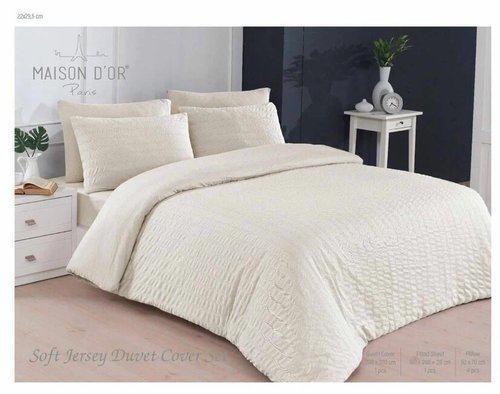 Постельное белье Maison Dor ELISSA хлопковый трикотаж бежевый евро, фото, фотография