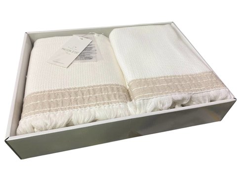 Подарочный набор полотенец для ванной 3 пр. Maison Dor HARVEY хлопковая вафля/махра бежевый, фото, фотография