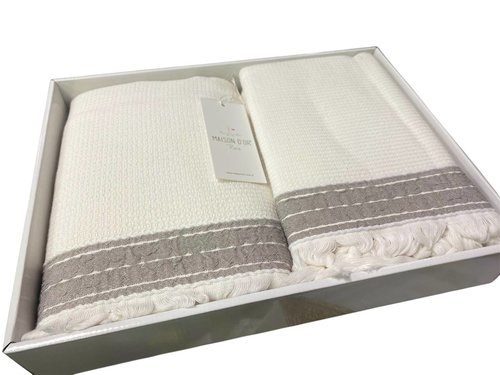 Подарочный набор полотенец для ванной 3 пр. Maison Dor HARVEY хлопковая вафля/махра серый, фото, фотография