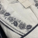 Халат женский с тапочками Maison Dor ROSANNA хлопковая махра белый+антрацит S, фото, фотография