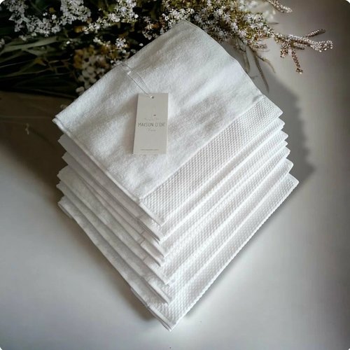 Набор полотенец-салфеток 30х50(6) Maison Dor ARTEMIS хлопковая махра белый, фото, фотография