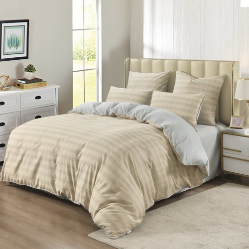 Постельное белье Sofi De Marko ДЖАГЕР хлопковый сатин тауп евро, фото, фотография