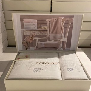 Подарочный набор полотенец для ванной 2 пр. Tivolyo Home JULIET хлопковая махра кремовый