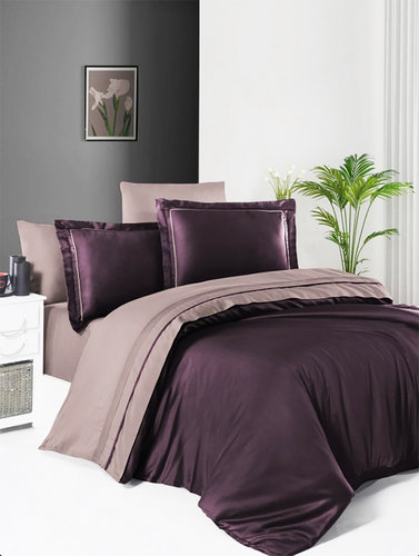 Постельное белье First Choice SERENITY хлопковый сатин делюкс purple & lilac евро, фото, фотография