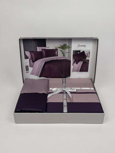 Постельное белье First Choice SERENITY хлопковый сатин делюкс purple & lilac евро, фото, фотография