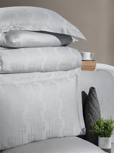 Постельное белье First Choice NOREL хлопковый сатин-жаккард grey евро, фото, фотография