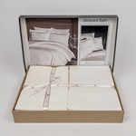 Постельное белье First Choice LAMONE хлопковый сатин-жаккард cream евро, фото, фотография