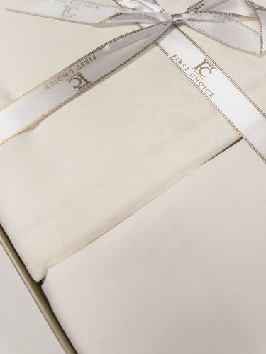 Постельное белье First Choice LAMONE хлопковый сатин-жаккард cream евро, фото, фотография