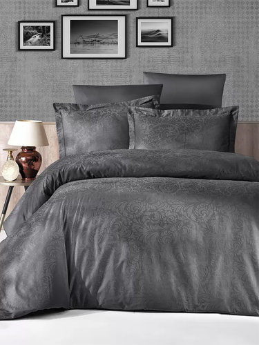 Постельное белье First Choice TECNA хлопковый сатин-жаккард anthracite евро, фото, фотография