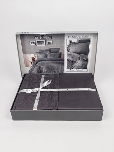 Постельное белье First Choice TECNA хлопковый сатин-жаккард anthracite евро, фото, фотография